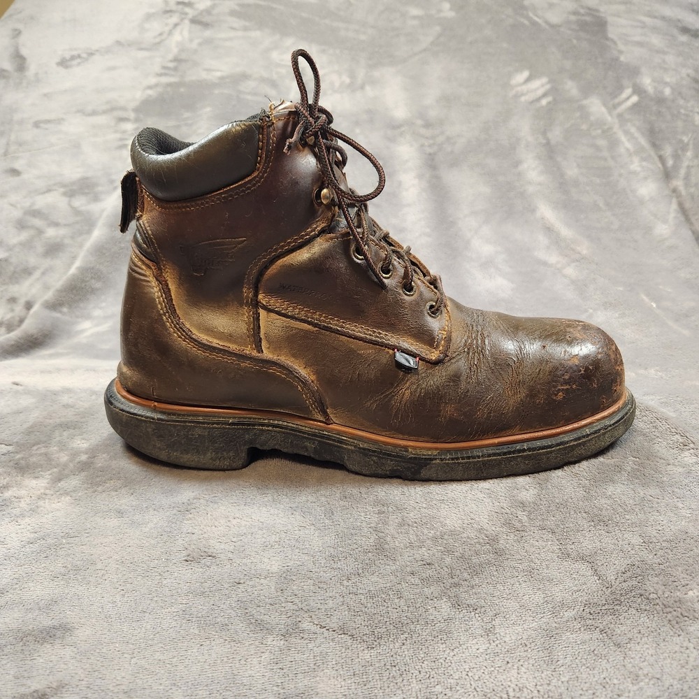 Red Wing Boots Mens 10 Brown Leather DynaForce 6-inch Waterproof Safety Toe